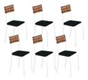 Ver imagem 1 de Kit 6 Cadeiras Atlanta Corino Preto e Rattan Carvalho Tubo Branco