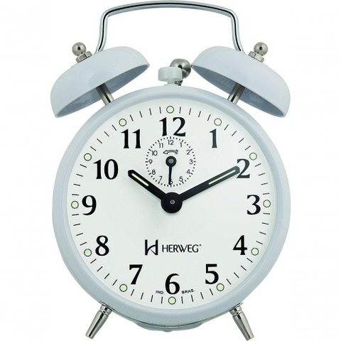 Despertador Cordas Antigo Alarme Forte Metal 2208 Branco