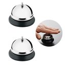 Ver imagem 1 de Kit 2 Sino de Mesa Campainha de Mão Recepção Balcão Hotel em Metal P/ Atendimento Idosos Comércios