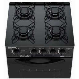 Fogão Esmaltec 4 Bocas Caribe Glass Mesa Vidro - Preto - Bivolt - 4