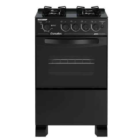 Fogão Esmaltec 4 Bocas Caribe Glass Mesa Vidro - Preto - Bivolt