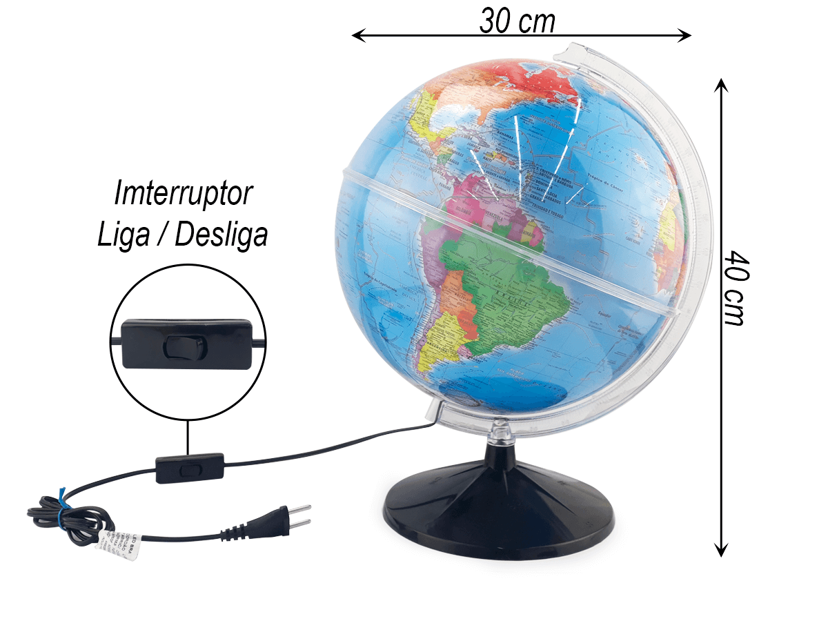 Kit Globo Terrestre Cm Com Led Mapas Do Brasil E Mundi X Cm Atualizado Divis O De Pa Ses