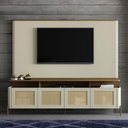 Ver imagem 1 de Rack com Painel Porta Sextava 180cm Pés em Metal 100% Mdf Cor:louro e Luna com Dourado