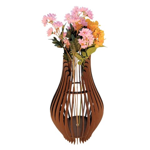 Vaso de Chão Decorativo Grande Andromeda Mdf:marrom/85x30cm