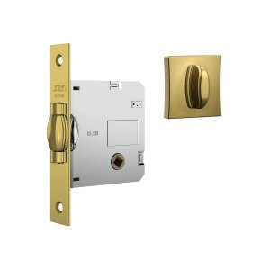 Fechadura Rolete para Porta Pivotante 1025 Banheiro Roseta Quadrada Dourada Gold 45mm Stam