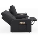 Ver imagem 6 de Poltrona de Cinema Reclinável 2 Lugares Baú Usb Mallie Fh9 Veludo Cinza - Mpozenato
