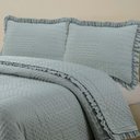 Ver imagem 3 de Kit Cobre Leito Colcha Casa Scarpa Maison King C/ Babado Percal 300 Fios 3 Peças - Cinza