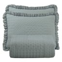 Ver imagem 1 de Kit Cobre Leito Colcha Casa Scarpa Maison King C/ Babado Percal 300 Fios 3 Peças - Cinza