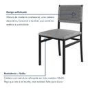 Ver imagem 4 de Kit 2 Cadeiras de Jantar Estofadas com Corda Náutica Madri Prata/Preto