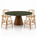 Ver imagem 2 de Mesa de Jantar Cone Oval 160x90 cm Tampo Mármore Vitória Régia Base Nogueira