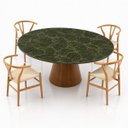 Ver imagem 3 de Mesa de Jantar Cone Oval 160x90 cm Tampo Mármore Vitória Régia Base Nogueira
