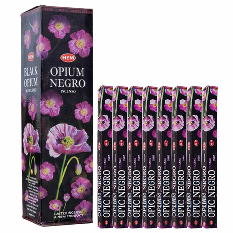 Kit C/ 12 Incensos Hem Opium Negro Duradouro 96 Varetas