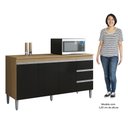 Ver imagem 5 de Balcão de Cozinha com Tampo 160cm 3 Gavetas Andréia Amêndoa/preto - Ajl Móveis