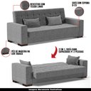 Ver imagem 4 de Sofá Cama Decorativo 210cm Beesley Linho Grafite - Gran Belo