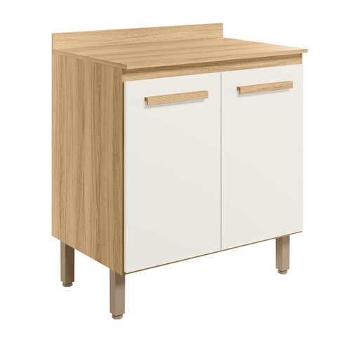 Balcão Intenza com Tampo 80 Cm e 2 Gavetas Freijo/off White