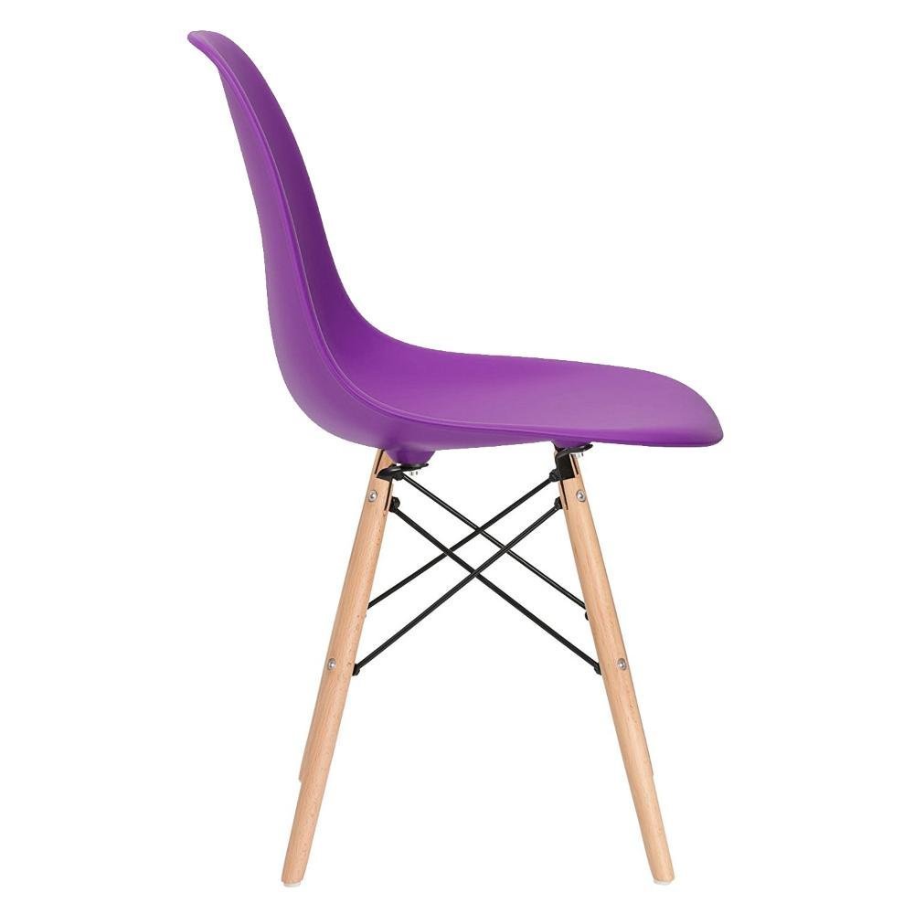 KIT - Mesa de jantar retangular Eames 80 x 120 cm preto + 4 cadeiras Eiffel DSW Roxo - 6