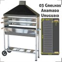 Ver imagem 4 de Churrasqueira Para Espetinho Carrinho Inox Para Vender Espetinhos 95x25 Com 03 Grelhas Aramada Urugu