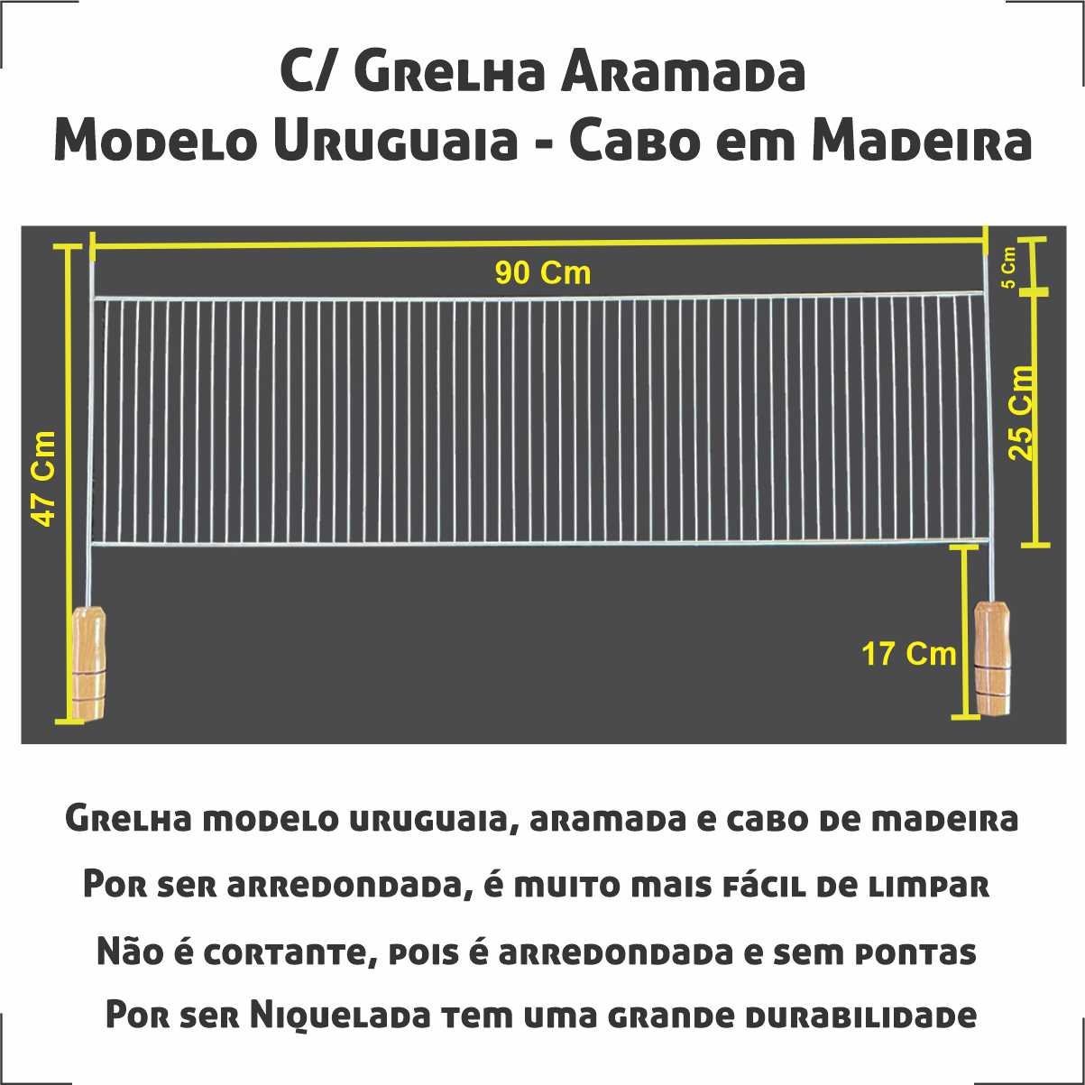 Churrasqueira Para Espetinho Carrinho Inox Para Vender Espetinhos 95x25 Com 03 Grelhas Aramada Urugu - 7