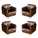 Ver imagem 1 de Kit 4 Poltronas Giratória Astana Couro Marrom Bicolor