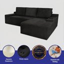 Ver imagem 2 de Sofá Evo 2,70m Molas Ensacadas com Chaise Lounge Direita Velourê Preto Cama Inbox