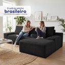 Ver imagem 6 de Sofá Evo 2,70m Molas Ensacadas com Chaise Lounge Direita Velourê Preto Cama Inbox