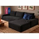 Ver imagem 1 de Sofá Evo 2,70m Molas Ensacadas com Chaise Lounge Direita Velourê Preto Cama Inbox