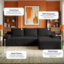 Ver imagem 4 de Sofá Evo 2,70m Molas Ensacadas com Chaise Lounge Direita Velourê Preto Cama Inbox