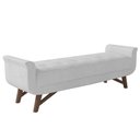 Ver imagem 1 de Puff Recamier Calçadeira 140cm Base Madeira Neville P02 Bouclé Branco - Mpozenato