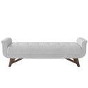 Ver imagem 7 de Puff Recamier Calçadeira 140cm Base Madeira Neville P02 Bouclé Branco - Mpozenato