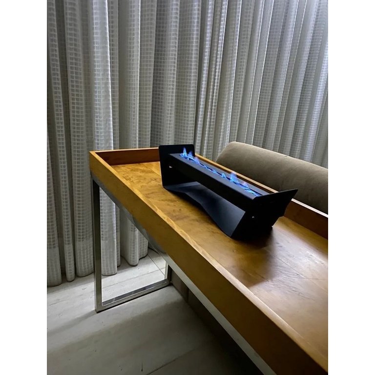 Lareira Queimador Ecológica Portátil A Álcool Preta Interna Mesa de Centro - 5