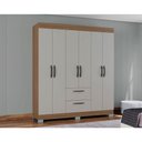 Ver imagem 5 de Cômoda 867 4 Gavetas e Guarda Roupa Casal Tóquio 6 Portas Castanho Off White - Poquema
