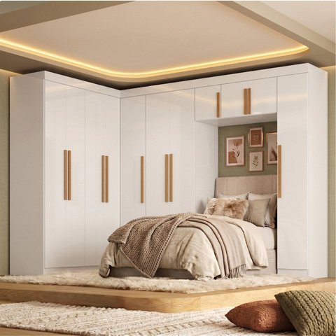 Guarda Roupa Modulado de Canto 11P 2GV Branco
