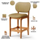 Ver imagem 3 de Kit 02 Banquetas Baixa Bar Cozinha e Sala de Jantar Fixa Betta L02 Imbuia Couríssimo Casco Fendi - L