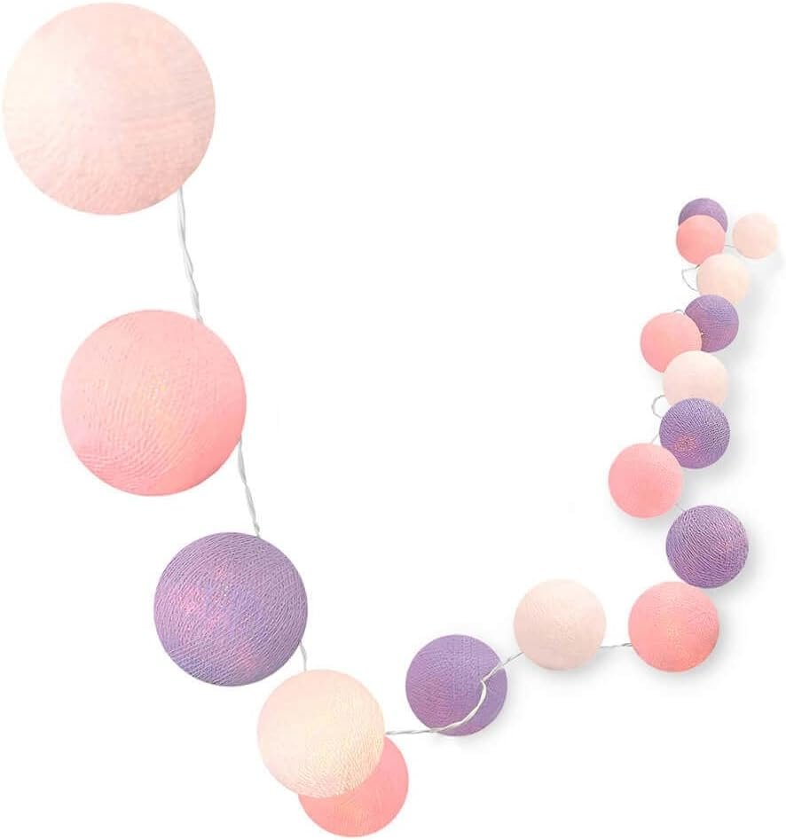 Bolinhas de Luz Cormilu Led, À Pilha, 20 Bolas, 2.8m, (rosa e Lilás)