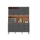 Ver imagem 1 de Armário de Cozinha Alice 1,57m com 7 Portas Amêndoa Grafite