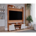 Ver imagem 1 de Rack Bancada C/ Painel P/ Tv até 55 Pol Master 2 Prateleiras e Pés 135x183cm Cinamomo/off White -