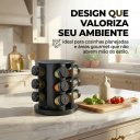 Ver imagem 3 de Porta Condimentos Giratório 12 Potes de Vidro Inox Preto Redondo Relobraz