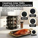 Ver mais imagens de Porta Condimentos Giratório 12 Potes de Vidro Inox Preto Redondo Relobraz