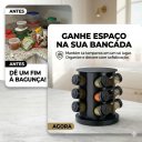 Ver imagem 5 de Porta Condimentos Giratório 12 Potes de Vidro Inox Preto Redondo Relobraz