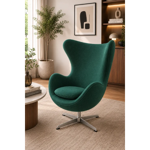Poltrona Egg em Tecido Suede Verde