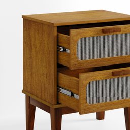 Mesa de Cabeceira Moderna de 2 Gavetas Santorini 45cm Nature - 1