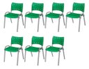 Ver imagem 2 de Cadeira Iso Base Cinza, Igreja, Escola, Escritório - Verde Kit 7 Peças