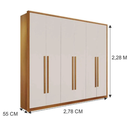 Ver imagem 2 de Guarda Roupa Casal 100% MDF 6 Portas 6 Gavetas 278cm Anápolis Cinamomo/Off White - Valverde