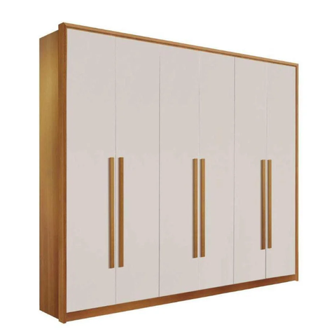 Guarda Roupa Casal 100% MDF 6 Portas 6 Gavetas 278cm Anápolis Cinamomo/Off White - Valverde