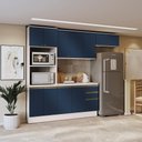 Ver imagem 1 de Armário de Cozinha Completa 100% Mdf 270cm Branco/azul Profundo Celeste Kappesberg