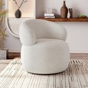 Ver imagem 1 de Poltrona Design Sofisticado Orgânica Luxo Fino Acabamento Eloah Giratória Bouclé Italiano Off White