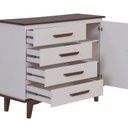 Ver imagem 4 de Cômoda 4 Gavetas 1 Porta 100% Madeira Maciça Branco/Castanho