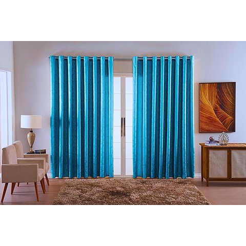 Cortina Jacquard Luxo em Tecido Semi Blackout Sala 6,00x2,80:tiffany