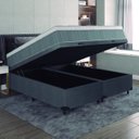 Ver imagem 5 de Cama Box Baú Casal Queen Colchão Molas Ensacadas Ômega 158x198x73cm Cinza / Branco Hellen