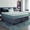 Ver imagem 2 de Cama Box Baú Casal Queen Colchão Molas Ensacadas Ômega 158x198x73cm Cinza / Branco Hellen
